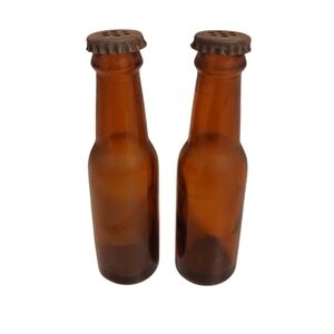 VINTAGE FALSTAFF BEER BOTTLE COLLECTIBLE AMBER SALT & PEPPER SHAKER SET 4" 🤎
